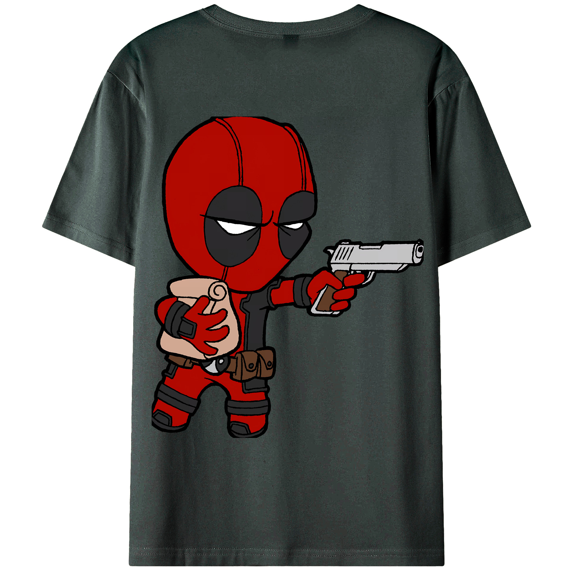 （画像用） Deadpool デッドプール 綿100％ メンズ半袖Tシャツ（バックプリント） 通気性